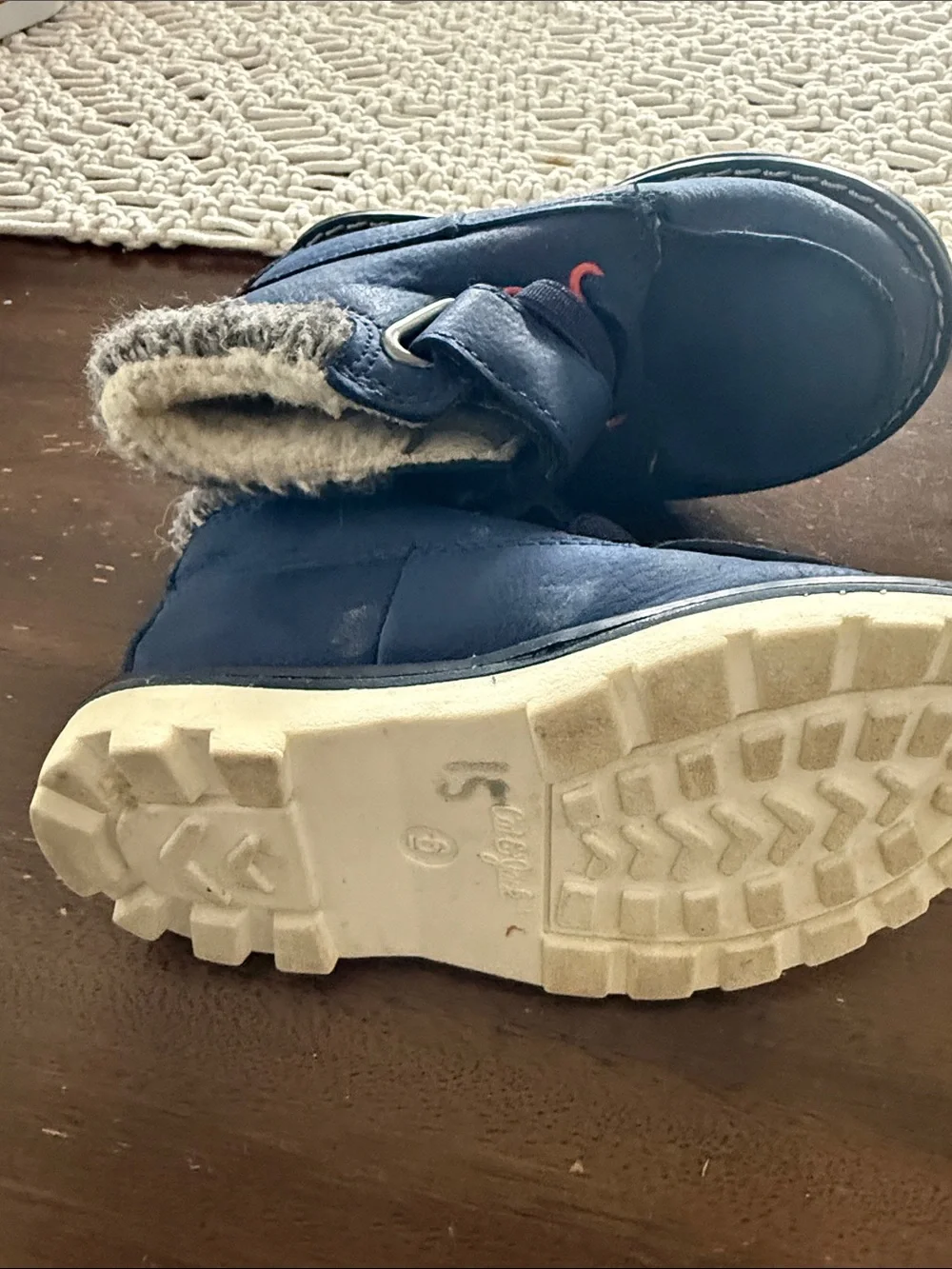 Cat and Jack Kids Navy Blue Faux-Fur Lined Boots